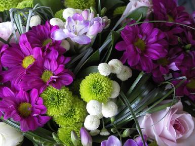 Bouquet of white and purple flowers